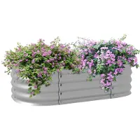 Outsunny Hochbeet Metall, Pflanzkasten, DIY Blumenkasten mit offenem Boden