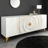 Riess Sideboard GOLDEN SUNSET 180cm weiß gold Mangoholz Metallbeine Kommode Anrichte Schrank