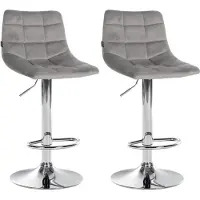CLP 2er Set Barhocker Jerry Samt chrom grau