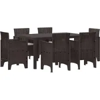 vidaXL Möbel 7-teiliges Garten Essset mit Kissen Braunes Poly-Rattan - Gartentische 3378558