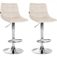 CLP 2er Set Barhocker Jerry Samt chrom creme