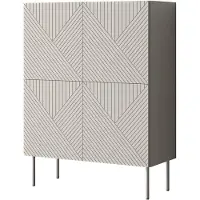 Mirjan 24 Türkommode Art Deco Cashmere 4D 89, Highboard mit vier Drehtüren, Metallfüße, 89x40x118 cm (Farbe: Cashmere)