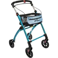 Mobilex FabaCare Indoor Rollator Jaguar, schmal mit Tablett, Leichtgewicht Wohnungsrollator faltbar, Heimrollator, bis 100 kg, Hellblau