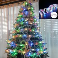 ROSNEK 5m 50 LED Silber Schleife Lichterkette Weihnachtsbaum Beleuchtung für Innen Weihnachten Hochzeit Party Deko, Bunt
