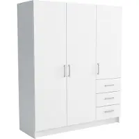 Masseno Drehtürenschrank PINELLO 144/177/50 cm 3-türig Schlafzimmer Schrank Kleiderschrank Weiß