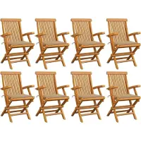 vidaXL BESTE 2022 Outdoor-Stuhl Stilvollen mit robustem ,Gartenstühle mit Beigen Kissen 8 Stk. Massivholz Teak Relaxsessel Armlehnstuhl mit Premium & schlichten Design *HOM