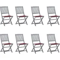 vidaXL Möbel Klappbare Gartenstühle 8 Stk. mit Kissen Massivholz Akazie - Gartenstühle 3078299
