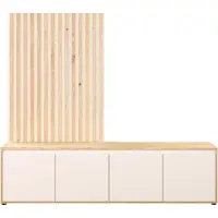Forte Wohnwand SKELPE Artisan Eiche Holznachbildung Sand mit Aufsatzpaneel und 4-türigem Lowboard