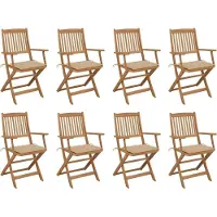 vidaXL BESTE 2022 Outdoor-Stuhl Stilvollen mit robustem ,Klappbare Gartenstühle mit Kissen 8 Stk. Massivholz Akazie Relaxsessel Armlehnstuhl mit Premium & schlichten Design *HOM