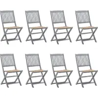 vidaXL Möbel Klappbare Gartenstühle 8 Stk. mit Kissen Massivholz Akazie - Gartenstühle 3078293