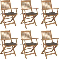 vidaXL Design Möbel Klappbare Gartenstühle 6er Set mit Kissen Massivholz Akazie - 2024 Neu