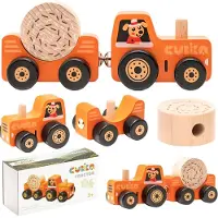 Cubika Traktor Traktor Mit Anhänger Holzheuballen Set Für Kinder