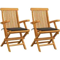 vidaXL Möbel Gartenstühle mit Taupe Kissen 2 Stk. Massivholz Teak - Gartenstühle 3062495