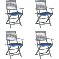 vidaXL Praktischen Klappbare Gartenstühle 4er-set mit Sitzkissen Massivholz Akazie - Gartenstühle CHY9778335
