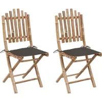 vidaXL Möbel Outdoor Relaxsessel,Balkonstuhl Klappbare Gartenstühle 2 Stk. mit Kissen Bambus DE99010