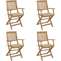 Prolenta Maison Exclusive - Klappstühle, 4 Stück, mit Kissen, aus massivem Akazienholz