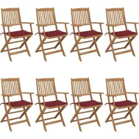 vidaXL Möbel Klappbare Gartenstühle 8 Stk. mit Kissen Massivholz Akazie - Gartenstühle 3074976