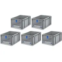 Proregal 5x Eurobox NextGen Insight Cover | HxBxT 22x30x40 | 20 Liter | Hoch/Blau | Eurobehälter, Transportbox, Transportbehälter