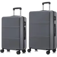 YONSLY Premium Reisekoffer TSA-Schloss,YKK-Reißverschluss Hartschalen-Koffer Kabinenkoffer Rollkoffer Suitcase Handgepäck (Grau, L-XL-Set)