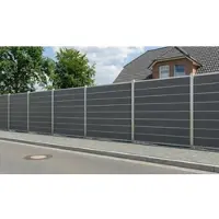 Meingartenversand.de WPC Zaunset Lübeck – 180 × 175 cm Sichtschutzzaun, Komplettset in Anthrazit mit Lamellen, Leisten aus Alu in Silber, pflegeleicht, wetterfest