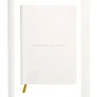 Clairefontaine 3x Flying Spirit, Notizbuch A5 mit Fadenbindung und glattem Ledereinband, weiß, 90 Blatt 90g DOT - Weiß 104943C