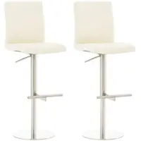 DELUKE 2er Set Barhocker DIVER Kunstleder Creme 40x49x93cm Silber Barstuhl Höhenverstellbar Mit Lehne Drehbar Tresenhocker Tresenstuhl