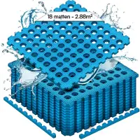 Meisterhome 18 Stück Bodenschutzmatte Pool Unterlegmatte Poolmatte Bodenschutz Matte für den Pool - 40 x 40 x 1 cm - Whirlpool Plantschbecken – Blau