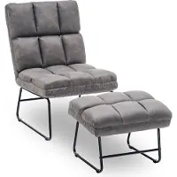 MCombo Relaxsessel Fernsehensessel Loungesessel Sessel-Hocker-Set Mikrofaser-Stoffbezug 0016 Dunkelgrau