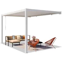 PRIMEYARD 3x4 m Anbaupergola in weiß, mit Lamellendach in weiß - (400139)
