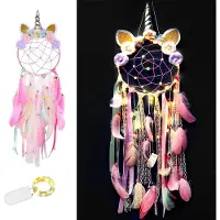 Feilicious Einhorn Traumfänger Kinder Traumfänger mit LED Kinderzimmer Deko Wanddeko Nachtlicht Einhorn Mädchen Geschenk, H0263