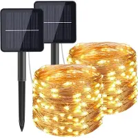 Feilicious 2 Stück 120LED 12M Solar Lichterkette aussen, Solarleuchten Außen Garten, warmweiß, E0266