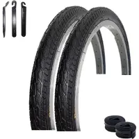 Roverstone 2 x HY 156 "24" Fahrradreifen Fahrradmantel Schwarz 47-507 (24 x 1,75) + 2 Schläuche AV inkl. Reifenheber