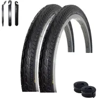 Roverstone 2 x HY 156 "20" Fahrradreifen Fahrradmantel Schwarz 47-406 (20 x 1,75) + 2 Schläuche AV inkl. Reifenheber