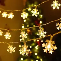 Feilicious Schneeflocken LED Lichterkette 3m, batteriebetrieben, 20 LED, Winter Weihnachten, Lichterkette warmweiß, E0204