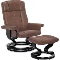 MCombo M Relaxsessel mit Hocker, 360° Drehbarer Fernsehsessel mit Liegefunktion, bis 120 Kg Belastbarer TV-Sessel, Ruhesessel 9019 (Braun-Mikrofaser)