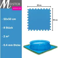 Meisterhome Pool Matten Unterlegmatte Bodenschutzmatte für Pool und Planschbecken - 8 Stück à 50x50cm (2m²)