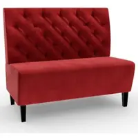 BIG Möbel Gastro Sitzbank Paris | 100 cm breit | Samtstoff in Rot | Chesterfield | Dinerbank