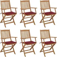 vidaXL Möbel Klappbare Gartenstühle 6 Stk. mit Kissen Massivholz Akazie - Gartenstühle 3074949
