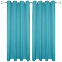 Bestgoodies Dekoschal Ellen Ösen Blickdicht 2er Pack - 140x145 cm Türkis