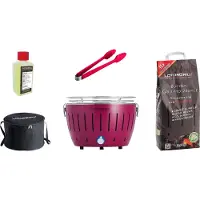 LotusGrill S Small Kompakt Starter-Set Pflaumenlila Holzkohlegrill 5tlg