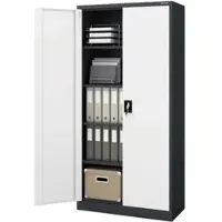Jan Nowak Aktenschrank abschließbar JAN 5 Ebenen, Flügeltüren | Metallschrank Werkstatt Büroschrank aus Stahl Werkzeugschrank, 185x90x40cm Anthrazit-Weiß