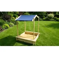 Meingartenversand.de Holz Sandkasten Marc 100 x 99,5 x 132,5 cm - Sandkiste aus Kiefer, naturbelassen – überdachter Buddelkasten mit Sitz- und Bugbox – Holzsandkasten