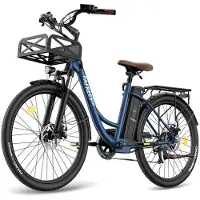 Fafrees F26 Lasting E-Bike 26 Zoll, 36V 20.3Ah, 250W 25km/h, Stadt E-Bike Reichweite 80-200 km, Traglast 120kg blau