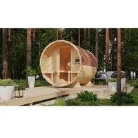 Karibu Fasssauna "naturbelassen mit Ofen 9 kW ext. Strg." Ofen 9 KW externe Strg easy