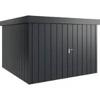 Hörmann , Metall-Gerätehaus "Juno" mit Flachdach, JFD14 - Modern, 310 x 310 cm (B x T), anthrazit, 2-flüglige Tür