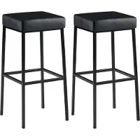 DELUKE 2er Set Barhocker BIDAN - Kunstleder Schwarz 37x37x83 cm | Barstuhl Mit Lehne Tresenhocker Tresenstuhl Kneipenhocker Kneipenstuhl