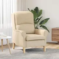 vidaXL Creme Sessel Creme Stoff und Holz Standard Ergonomisch, Klassische Sessel DesignMöbel Neu
