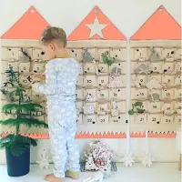 Ciskotu Adventskalender zum befüllen Weihnachten Kalender befüllbar,24 Taschen Stoff Weihnachtskalender zum Aufhängen Weihnachtlichen Ornamente (Orange)