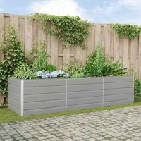 Prolenta Maison Exclusive - Pflanzkübel Hellgrau 290 x 100 x 75 cm Verzinkter Stahl