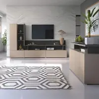 Lomadox Wohnzimmer Set mit Sideboard & Wohnwand in beige mit anthrazit, griffloses Design, 2-teilig - SELCE-83